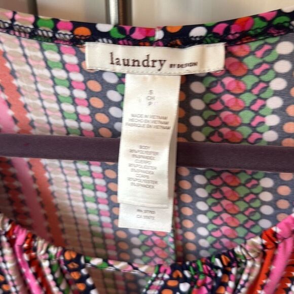 Laundry by design multicolor polka dot dress with tie size small - Picture 2 of 6